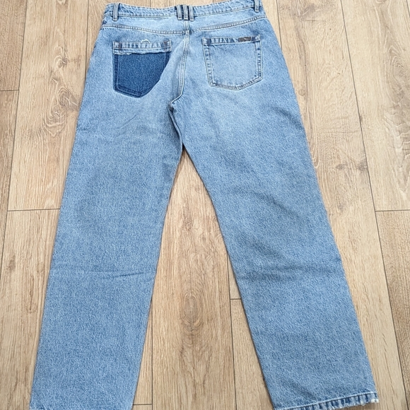 Mens BALMAIN Patchwork Straight Leg Denim Jeans Blue 34 - Picture 4 of 7